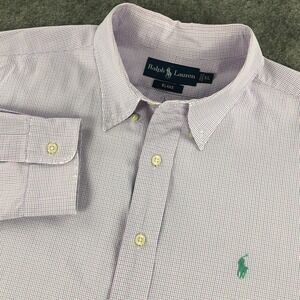 Ralph Lauren Shirt Mens XL Purple Blue Plaid Button Up Blake Fit Long Sleeve